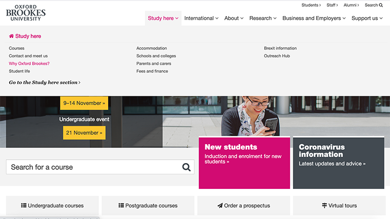 Oxford Brookes University web-page